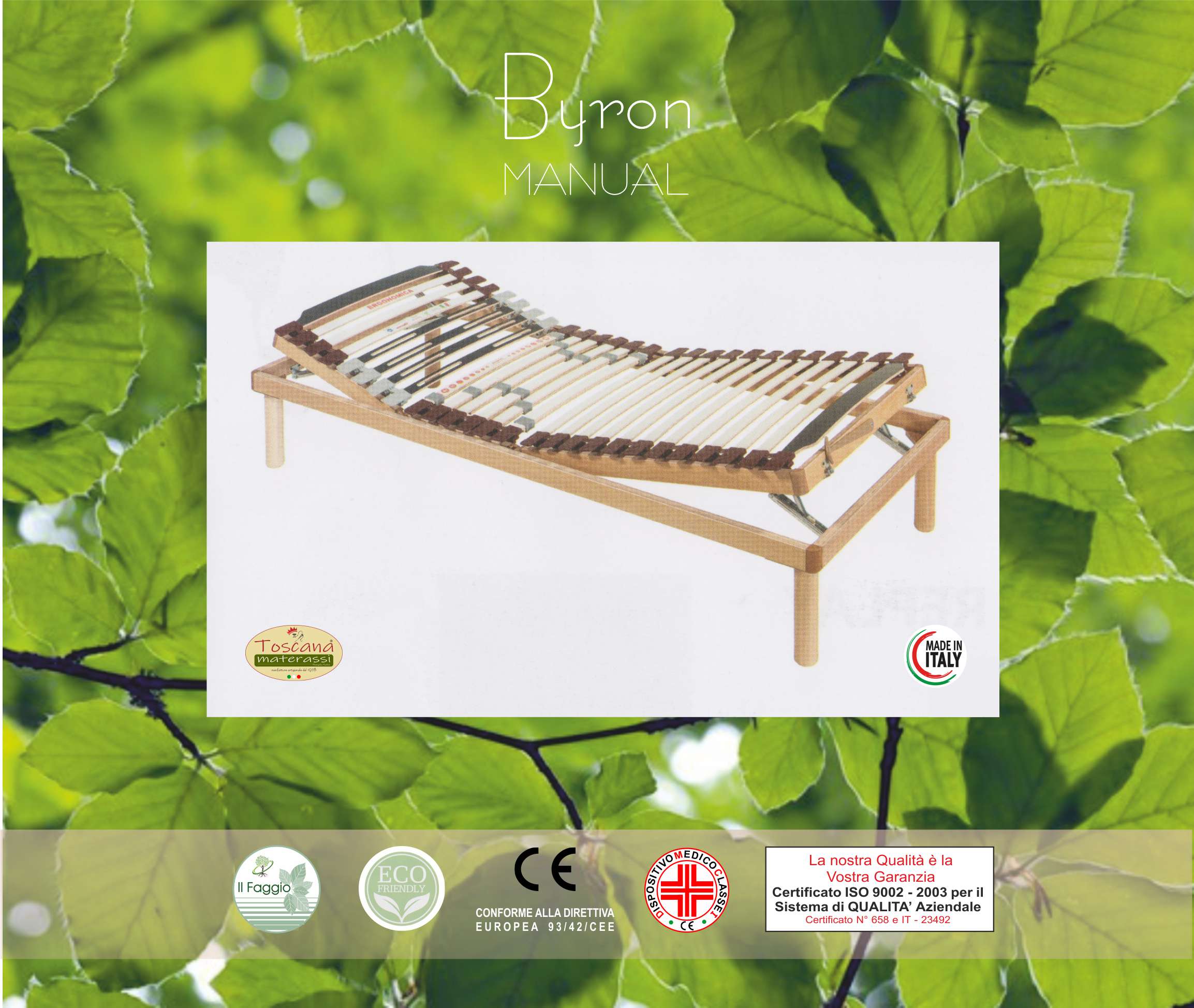 BYRON MANUAL bed base in eco friendly natural beech