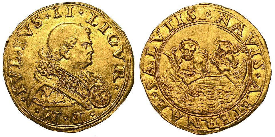GIULIO II (Giuliano della Rovere) 1503-1513.  Doppio fiorino di camera.  SPL/FDC