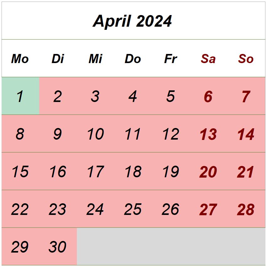 Öffnungszeiten April 2024