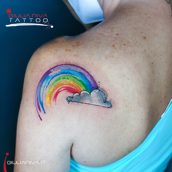 arcobaleno nuvola tatuaggio rainbow tattoo watercolor