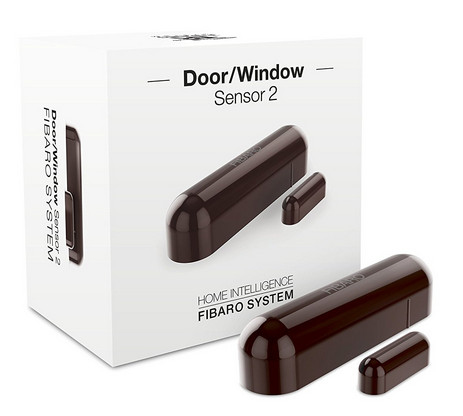 DOOR/WINDOW SENSOR 2 Z-WAVE5 BROWN SENSORE PORTE/FINESTRE + TEMP.