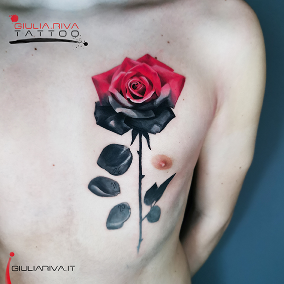 realistic rose tattoo rosa realistica tatuaggio