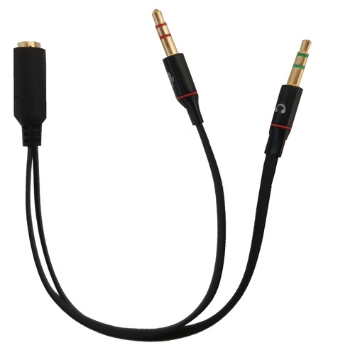 ADATTATORE 3,5MM PER CUFFIE CON MIC EAUDIO INTEGRAT A 2 JACK 3,5MM MASC