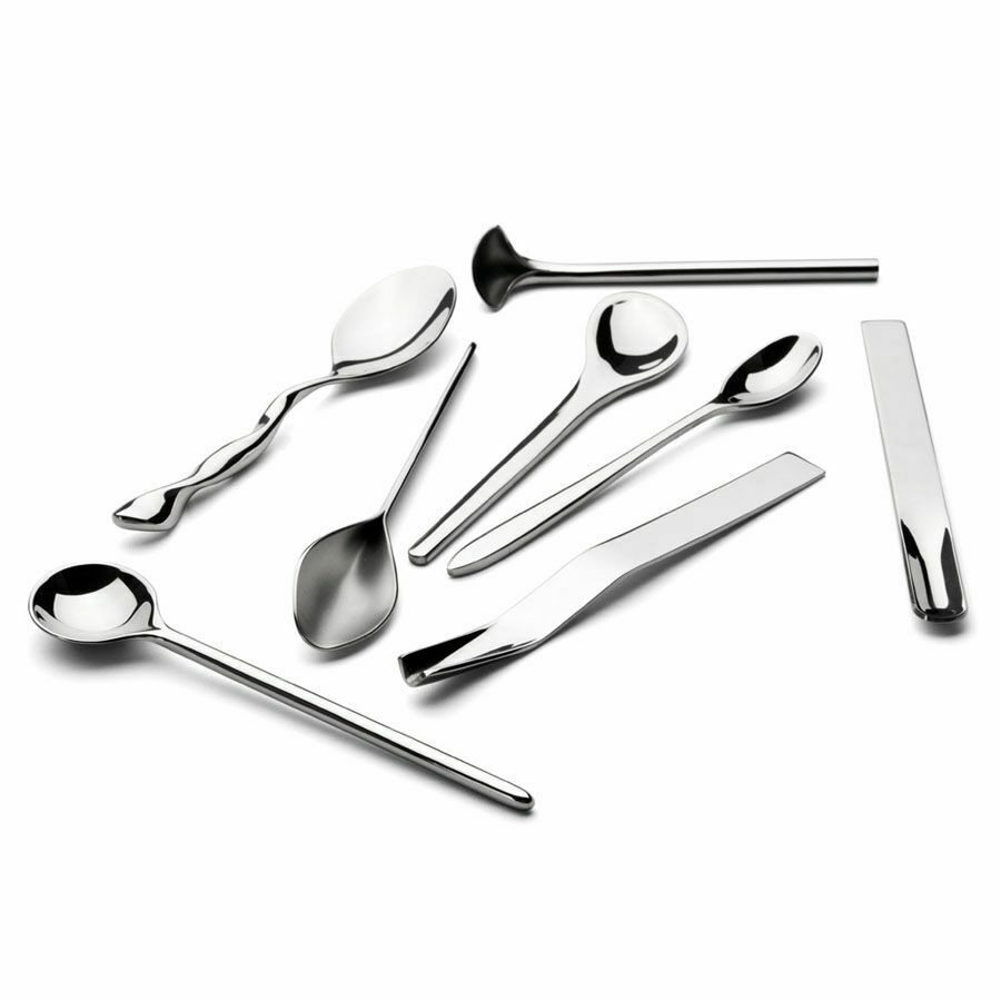 Officina Alessi Assorted Coffee Spoons, Set of 8 inox