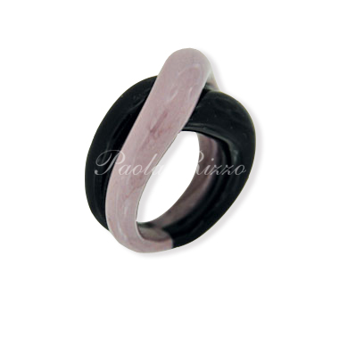 Anello nodo nero/viola - Black/purple Nodo ring