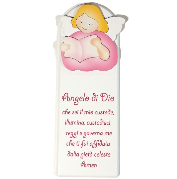 ANGELO DI DIO - Angelo che legge rosa - pala piccola bianca (10X29x1,2) cod.07174