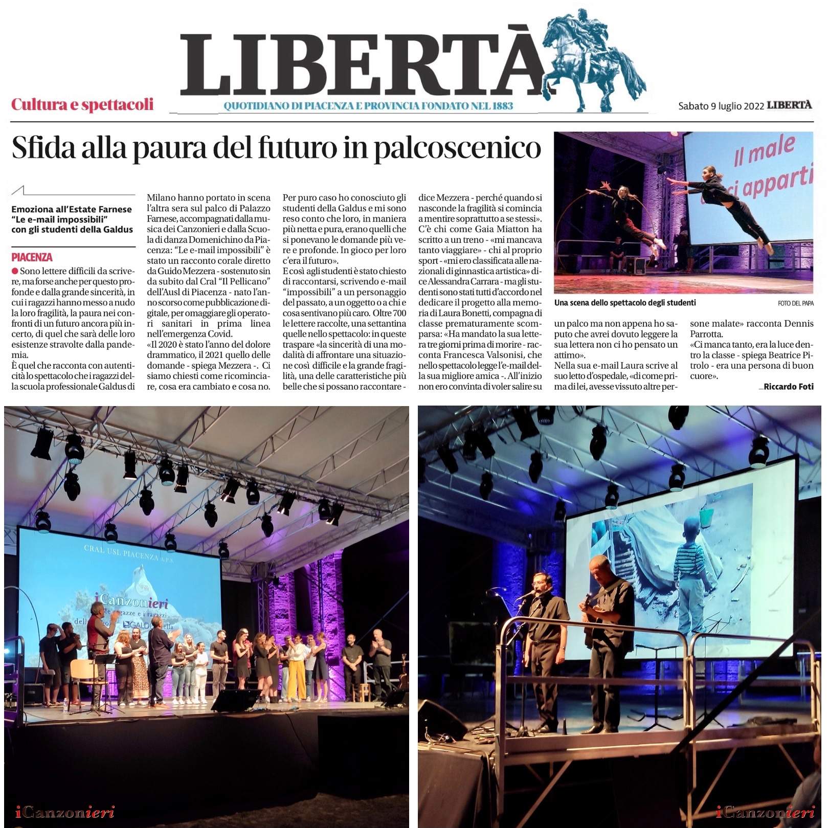 Articolo del quotidiano di Piacenza LIBERTA'