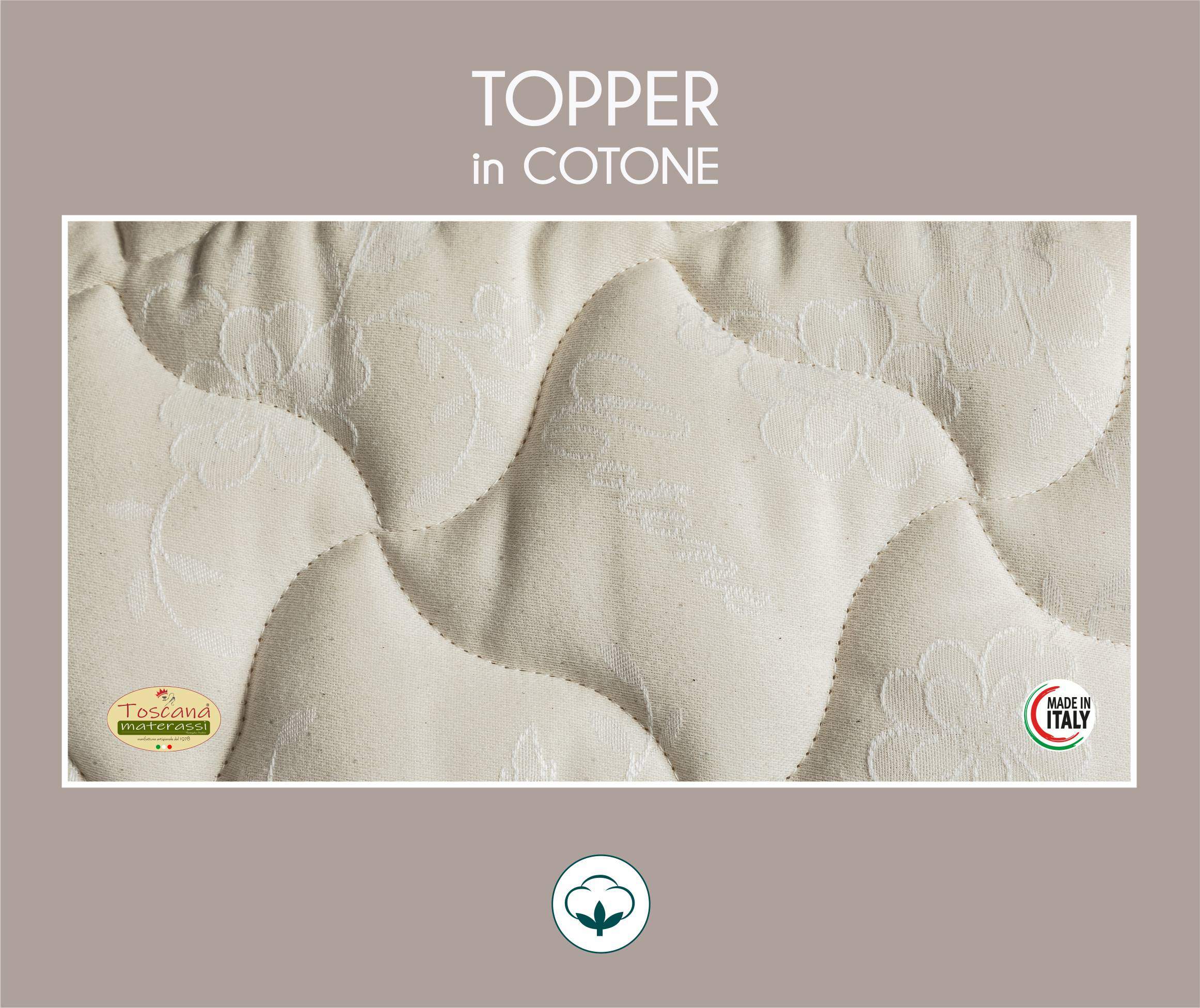 Topper letto singolo 90x180 cotone e lana bio 700gr/mq - AlgoNatural