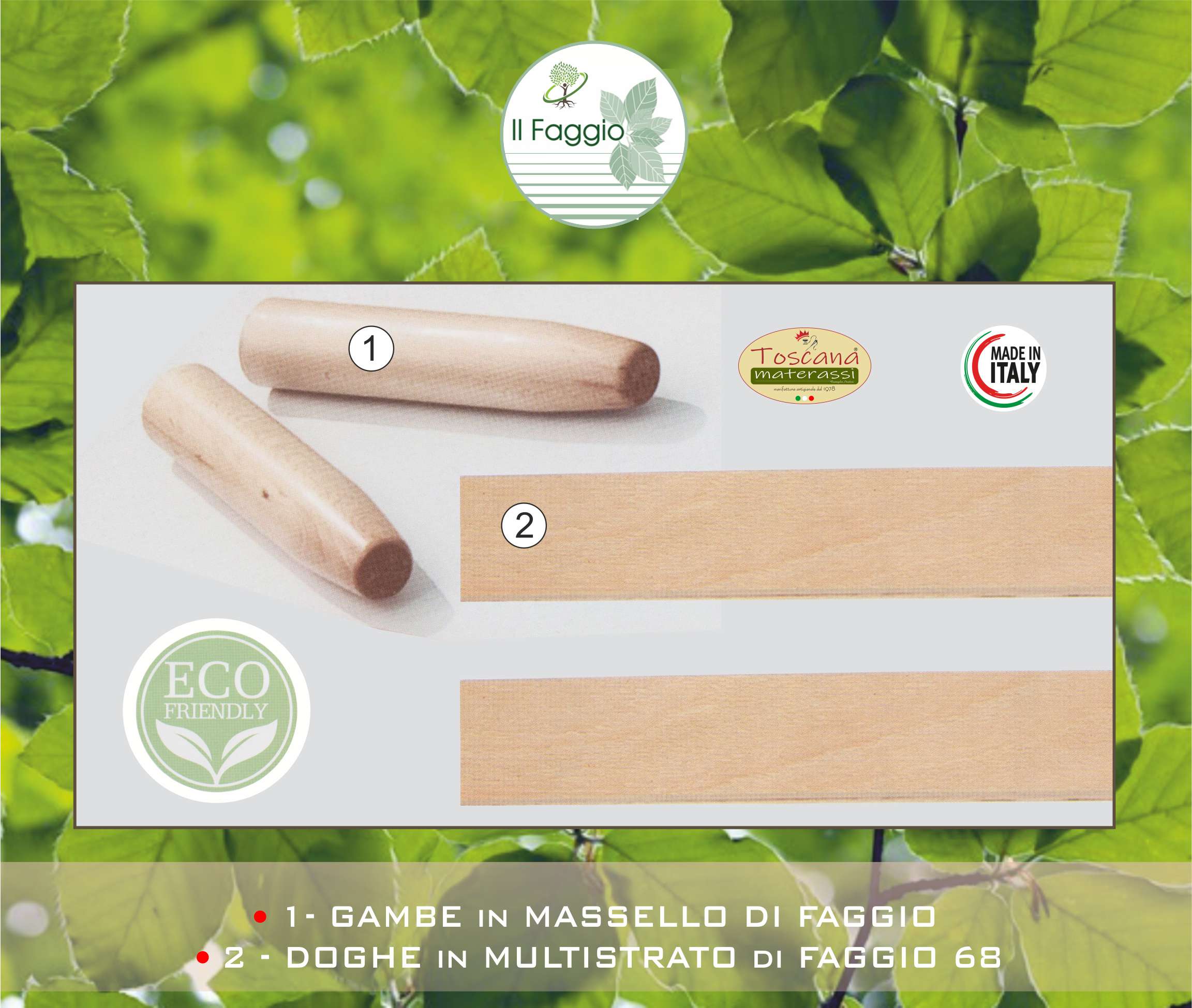 Base letto NATURAL KIT in faggio naturale eco friendly