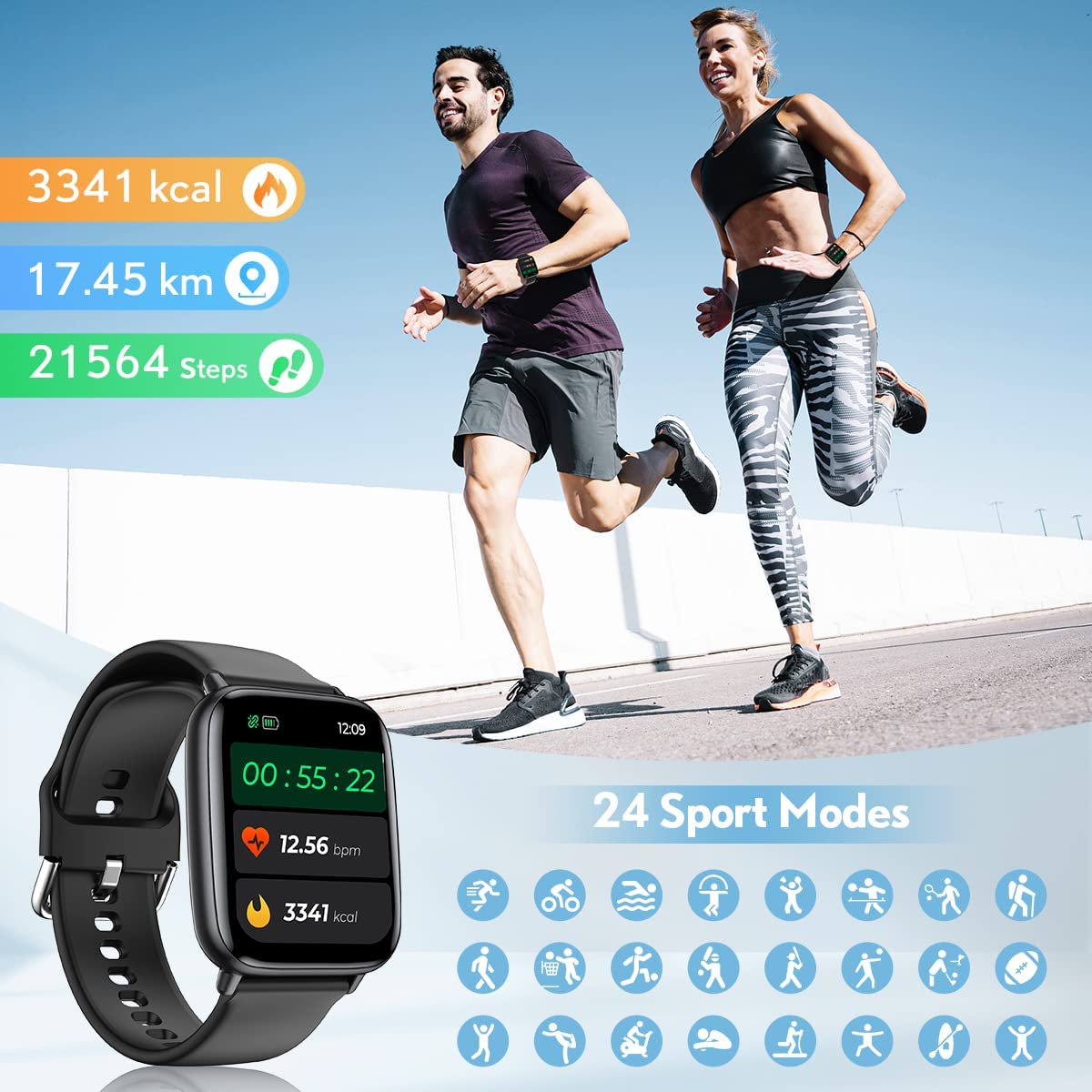 Smartwatch Uomo Donna Orologio Fitness - 1,69'' Touch Schermo Notifiche