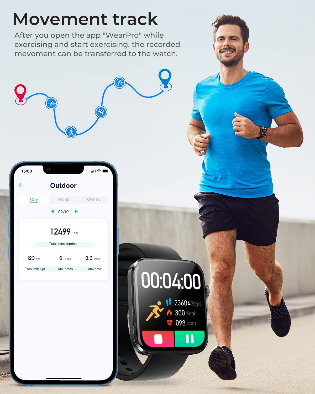 DTNO.I Orologio Smartwatch Uomo, Orologio Fitness1,8'' Touch Screen