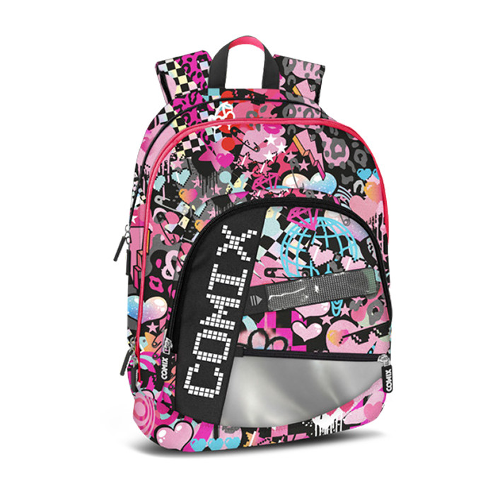 PANINI COMIX ULTRA BRIGHT ZAINO CON BARRA LED PERSONALIZZABILE MULTICOLOR ROSA