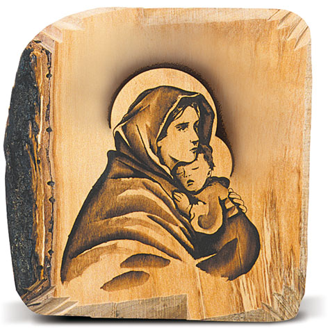Madonna del riposo su legno d'olivo (17x22) - (AS0024)
