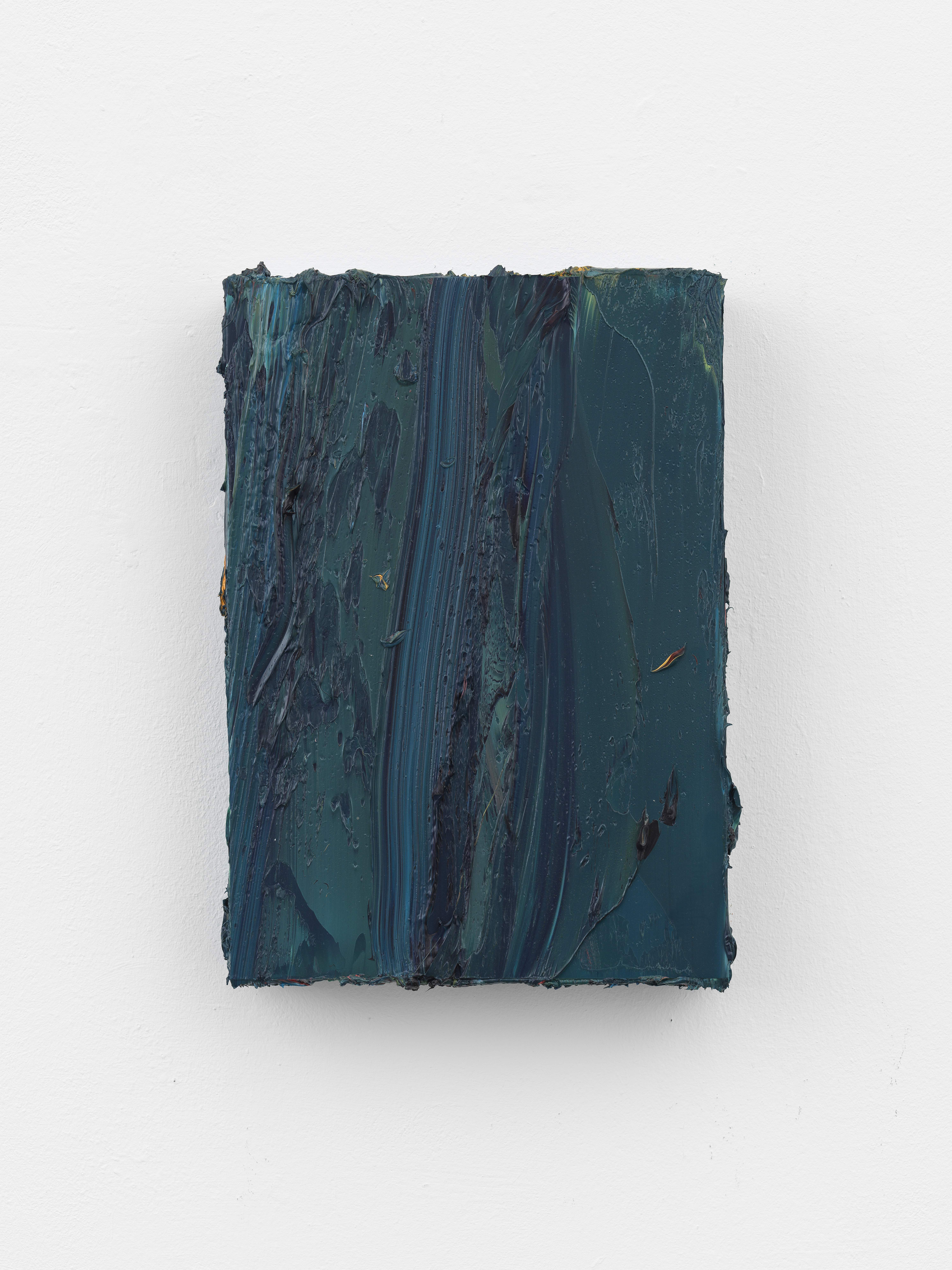 (Torquoise green deep/Caribbean blue) II, 2020, Oil on aluminium, 48 x 34 x 8 cm