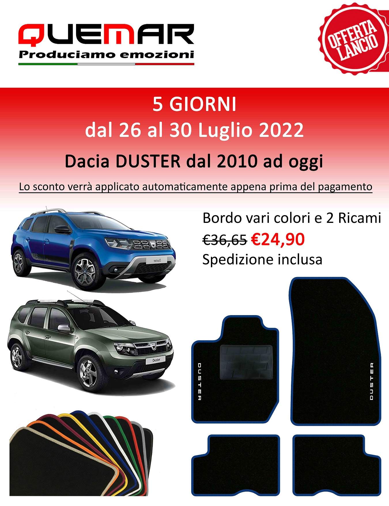 Promozione Tappetini Dacia Duster