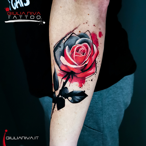 rosa tatuaggio rossa rose tattoo watercolor