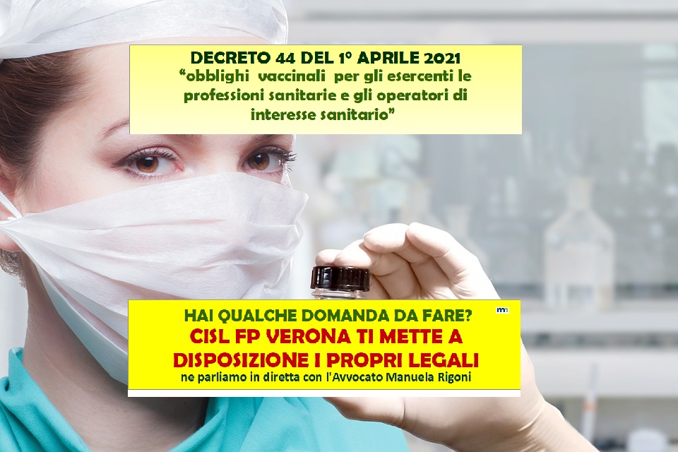 CISL FP Verona video incontro informativo Decreto 44  1° aprile 2021. Obbligo vaccinale.