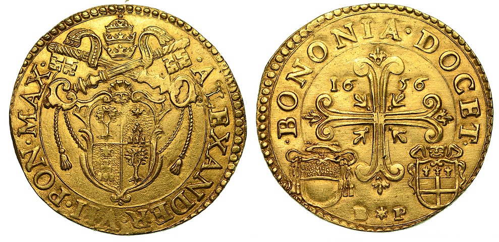 ALESSANDRO VII (Fabio Chigi) 1655-1667. Quadrupla 1656. Bologna.  q.SPL