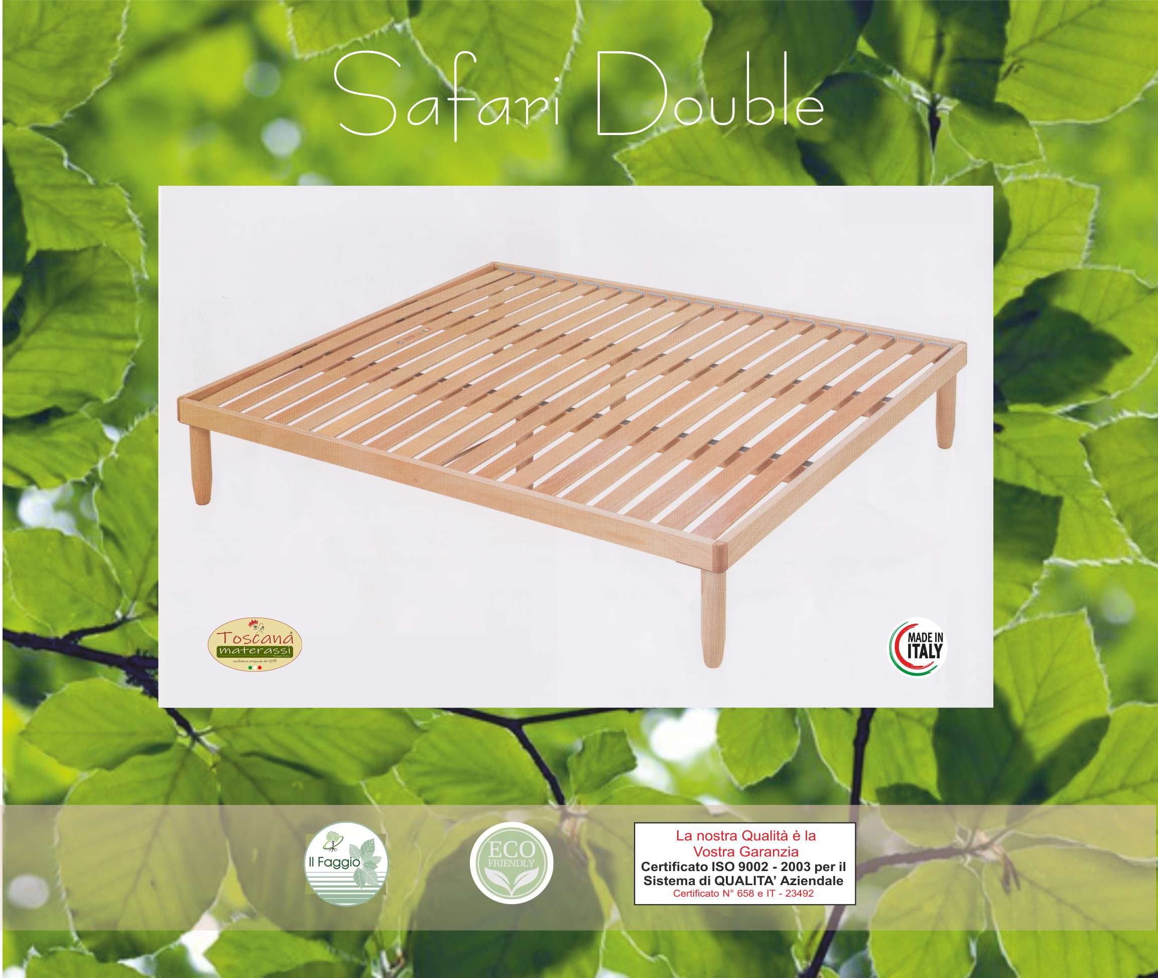 Base letto SAFARI DOUBLE in faggio naturale eco friendly