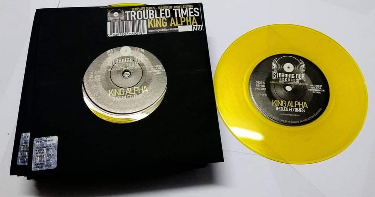 KING ALPHA "Troubled Times" 7 inch DUBPLATE NUMBERED LIMITED EDITION