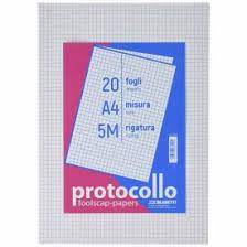 Fogli Protocollo 60 gr. 200 fg. Quadri 5 mm.