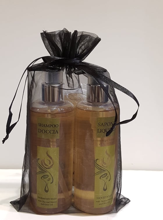 confezione sapone liquido + shampo doccia  olio d'oliva 300 ml