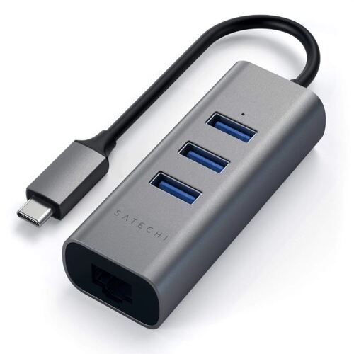 HUB DOCK TYPE C TO USB 3.0-ETH.SPAC E GRAY 3P USB 3,0- 1 ETHERNET