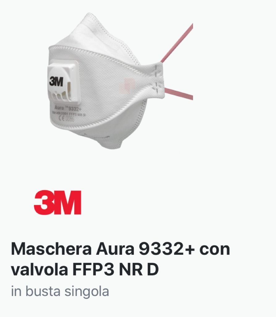 MASCHERA AURA 9332+ CON VALVOLA FFP3 NR D