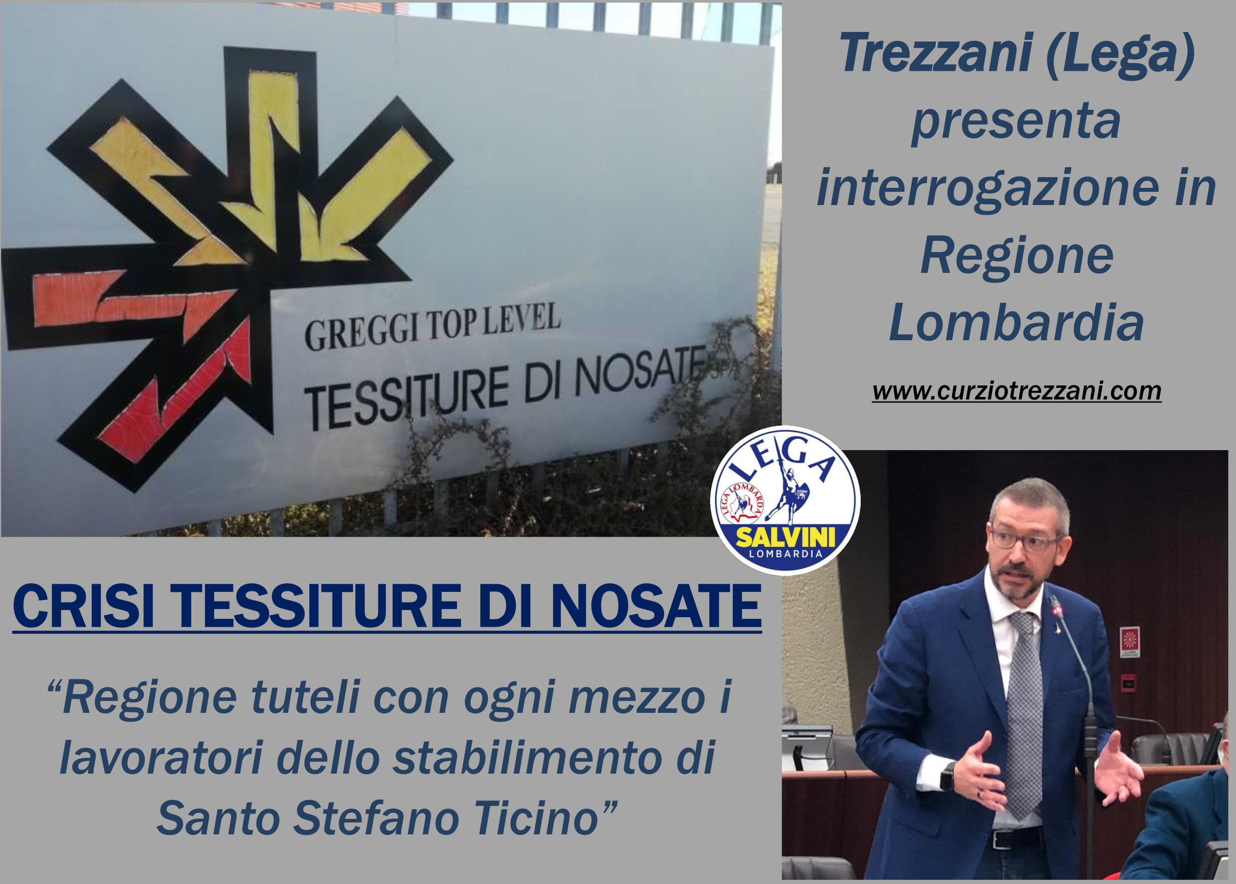 CRISI TESSITURA NOSATE, TREZZANI "REGIONE TUTELI I LAVORATORI"