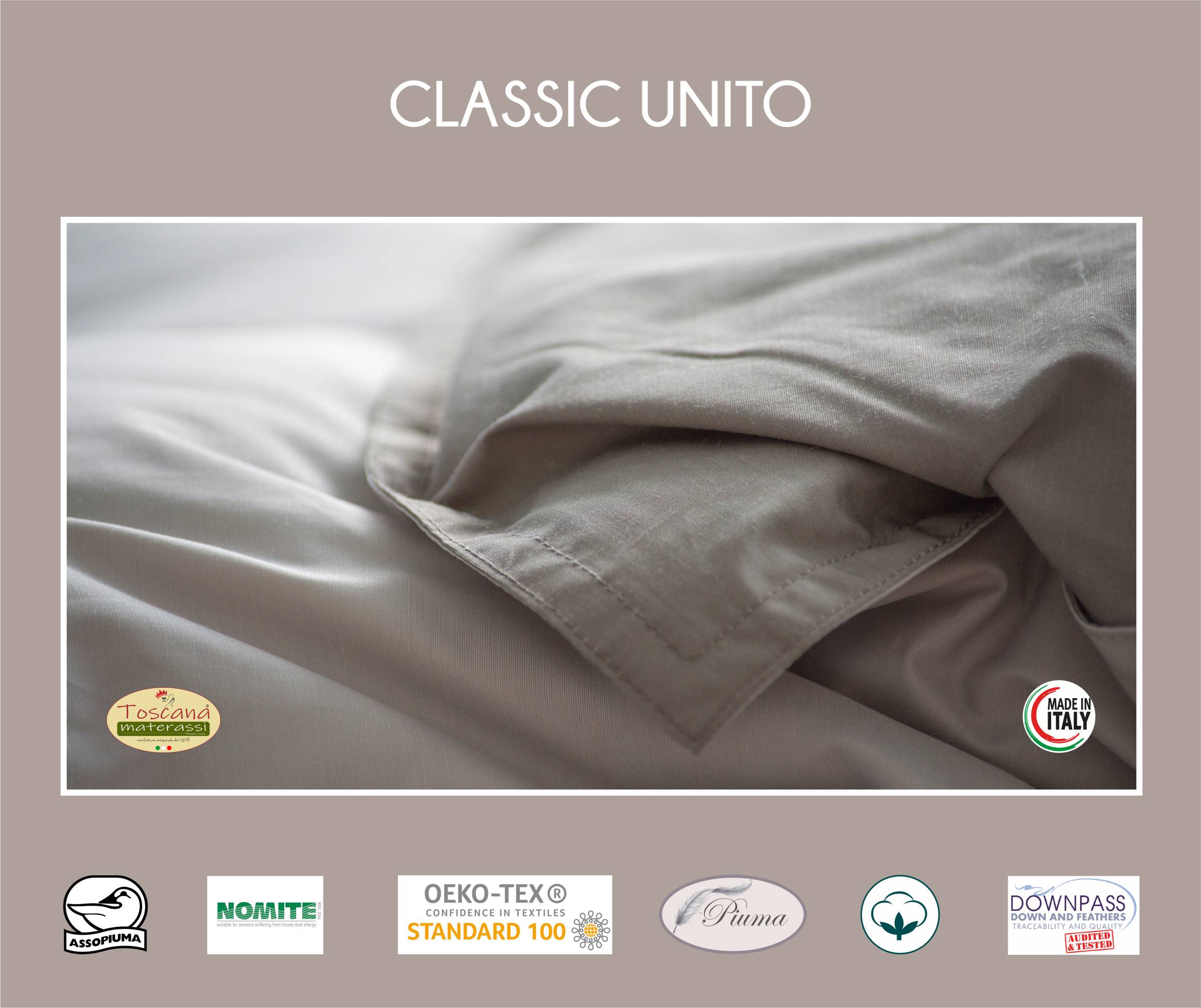 Trapunta in piuma CLASSIC UNITO, 100% piumino d'oca (220x260 cm)