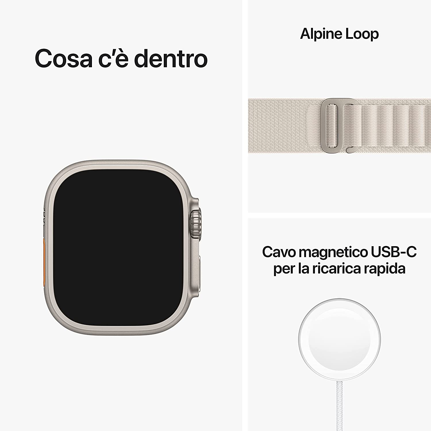 Apple Watch Ultra GPS + Cellular, Cassa 49 mm in titanio con Alpine Loop color galassia - Medium
