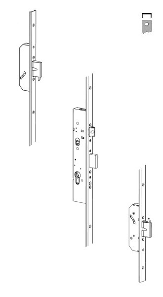 CISA 49426 - Serratura manuale Multipunto da infilare ad ingranaggi con frontale a U
