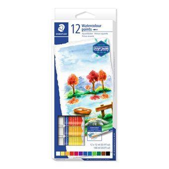 STAEDTLER WATERCOLOUR PAINTS 12 TEMPERE ACQUERELLABILI DA 12ML