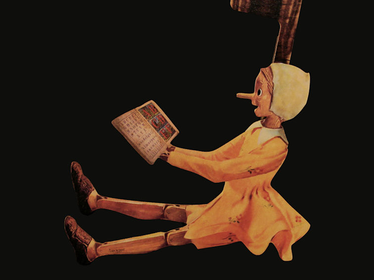 L’orologio da parete intitolato Novella è composto da due pezzi : un libro un Pinocchio