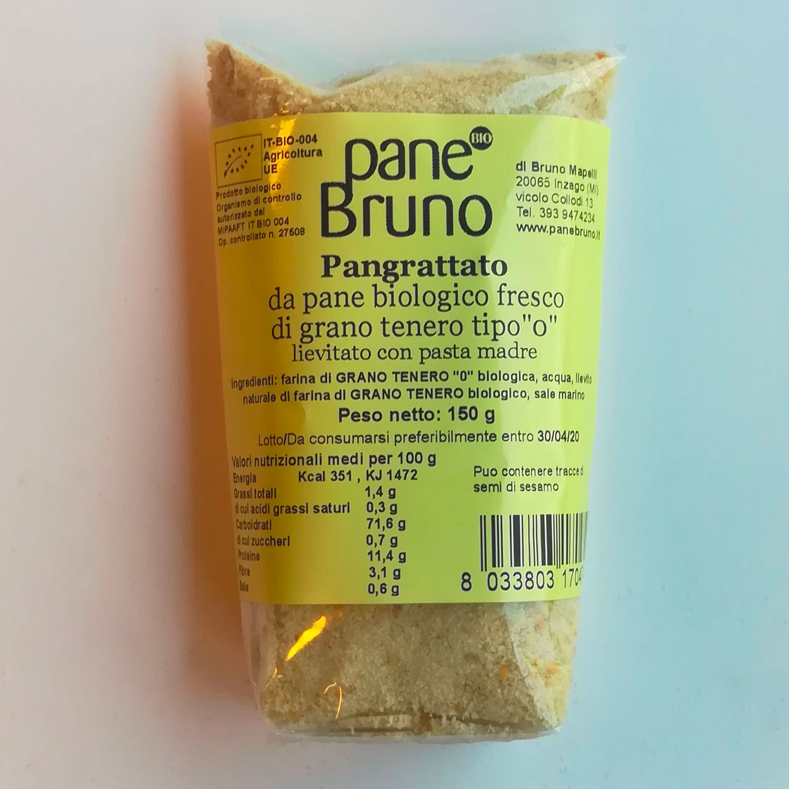Pangrattato  di grano tenero tipo 0 - da pane biologico fresco - 150 g