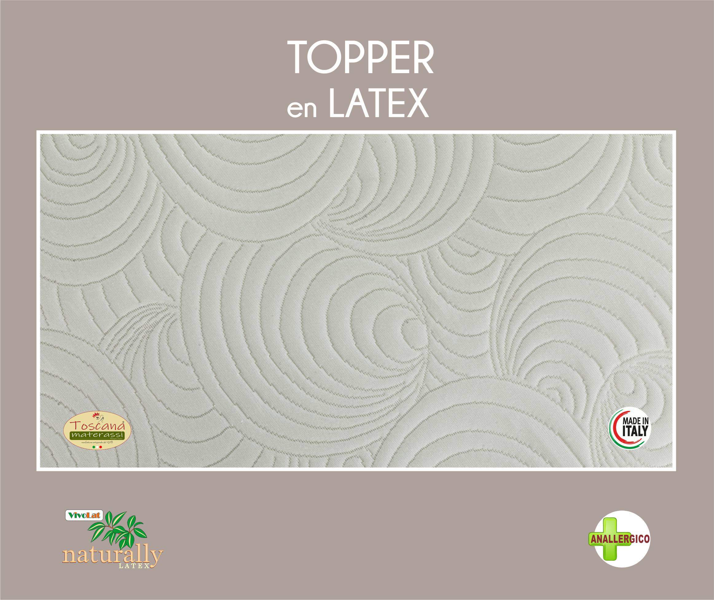 Topper 100% LATEX pur, hypoallergénique (housse amovible)