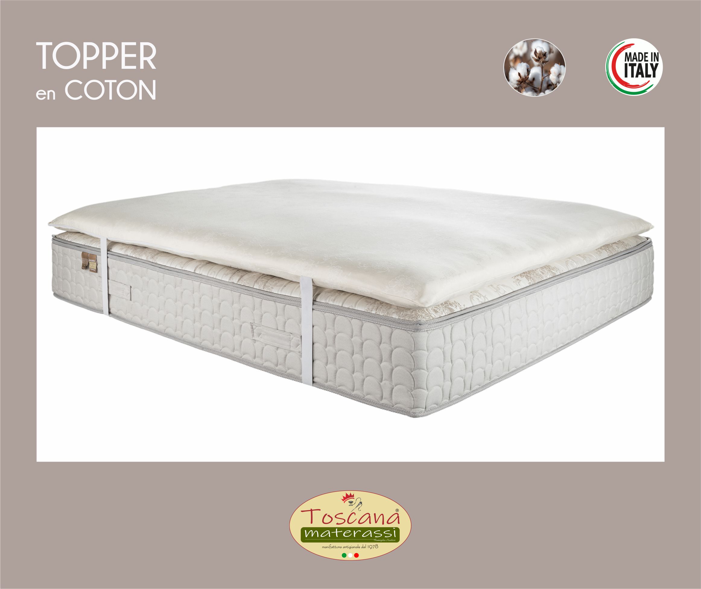 Surmatelas 100% COTON naturel (housse amovible)