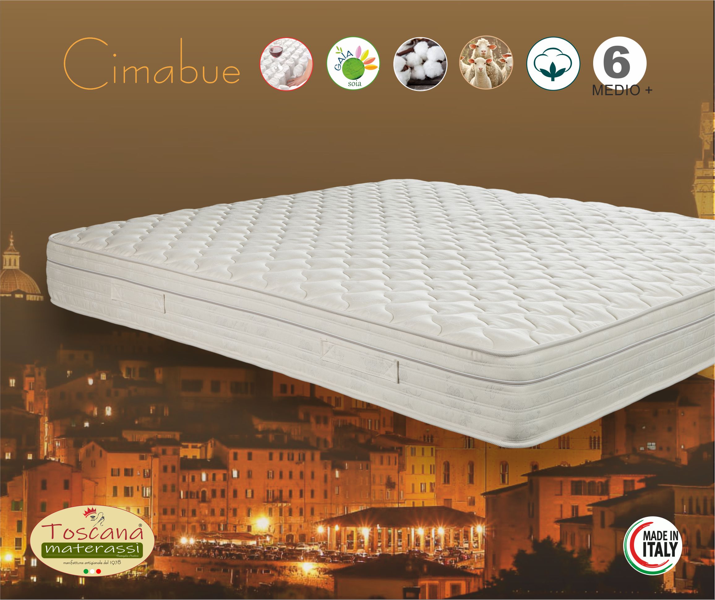 CIMABUE mattress h. 21 - independent springs 1000 - Italian wool and cotton, removable and washable