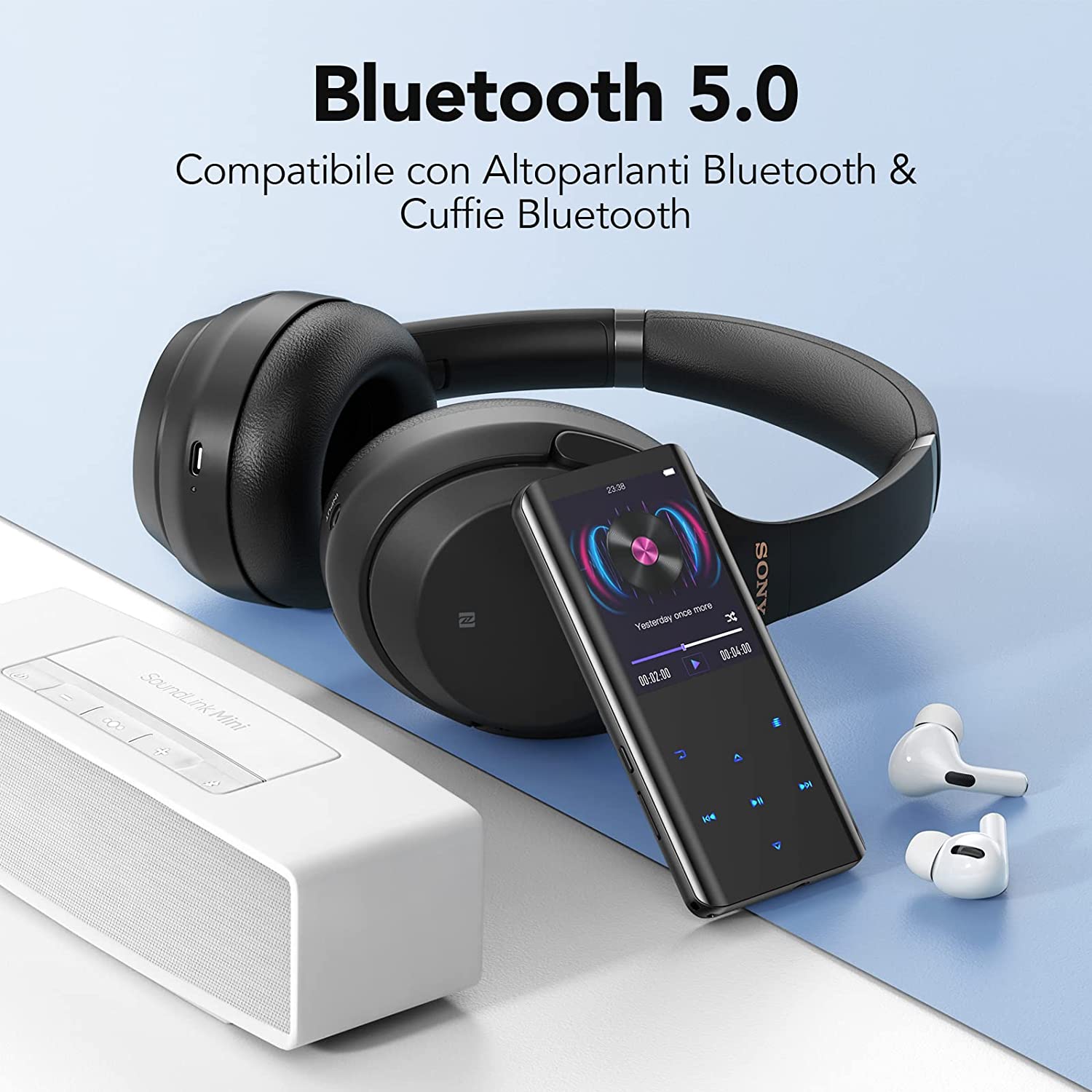 AGPTEK Lettore MP3 Bluetooth 5.0 Lettore Musicale 32GB