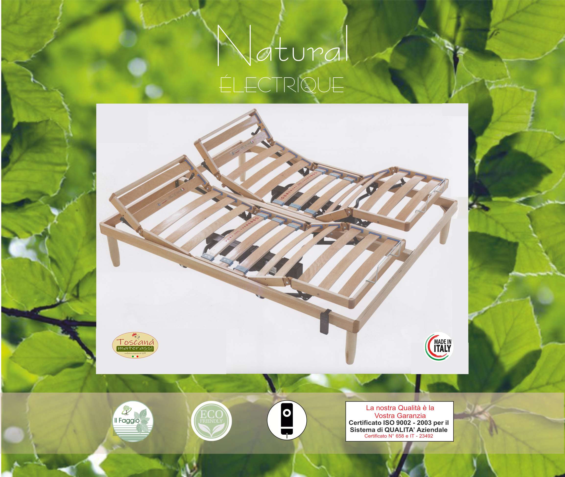 Sommier NATURAL  ÉLECTRIQUE en hêtre naturel écologique