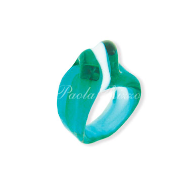 Anello elica verde marino/bianco - Marine green/white Elica ring