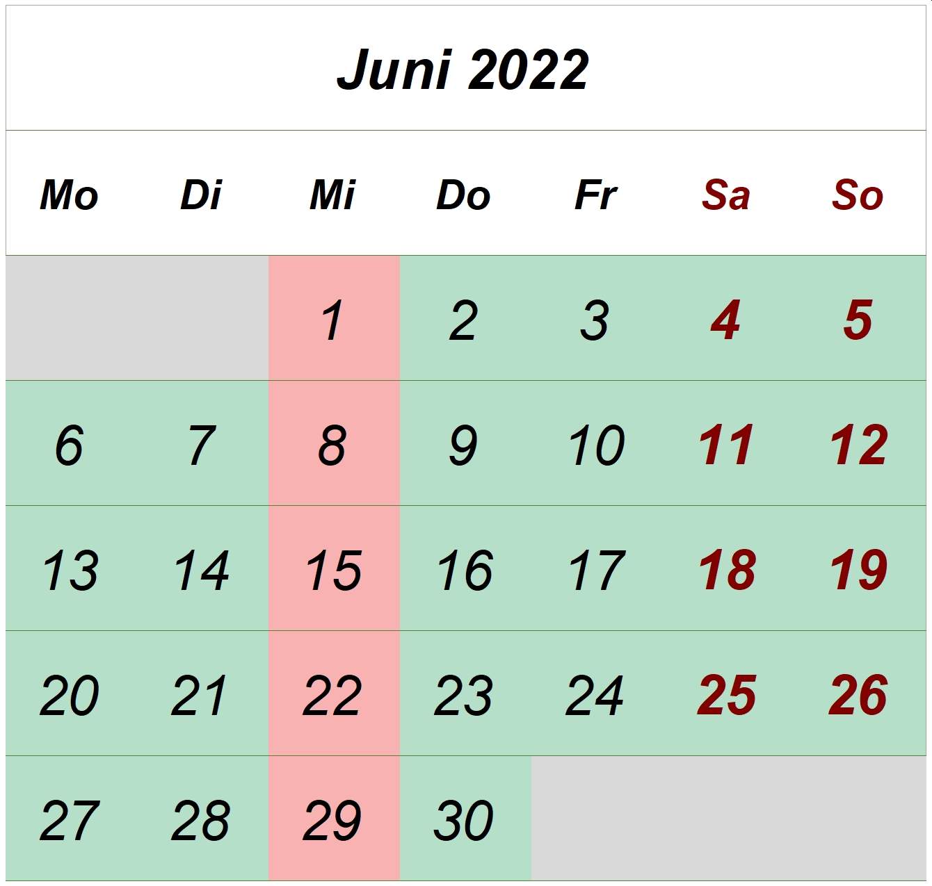 Öffnungszeiten Juni 2022
