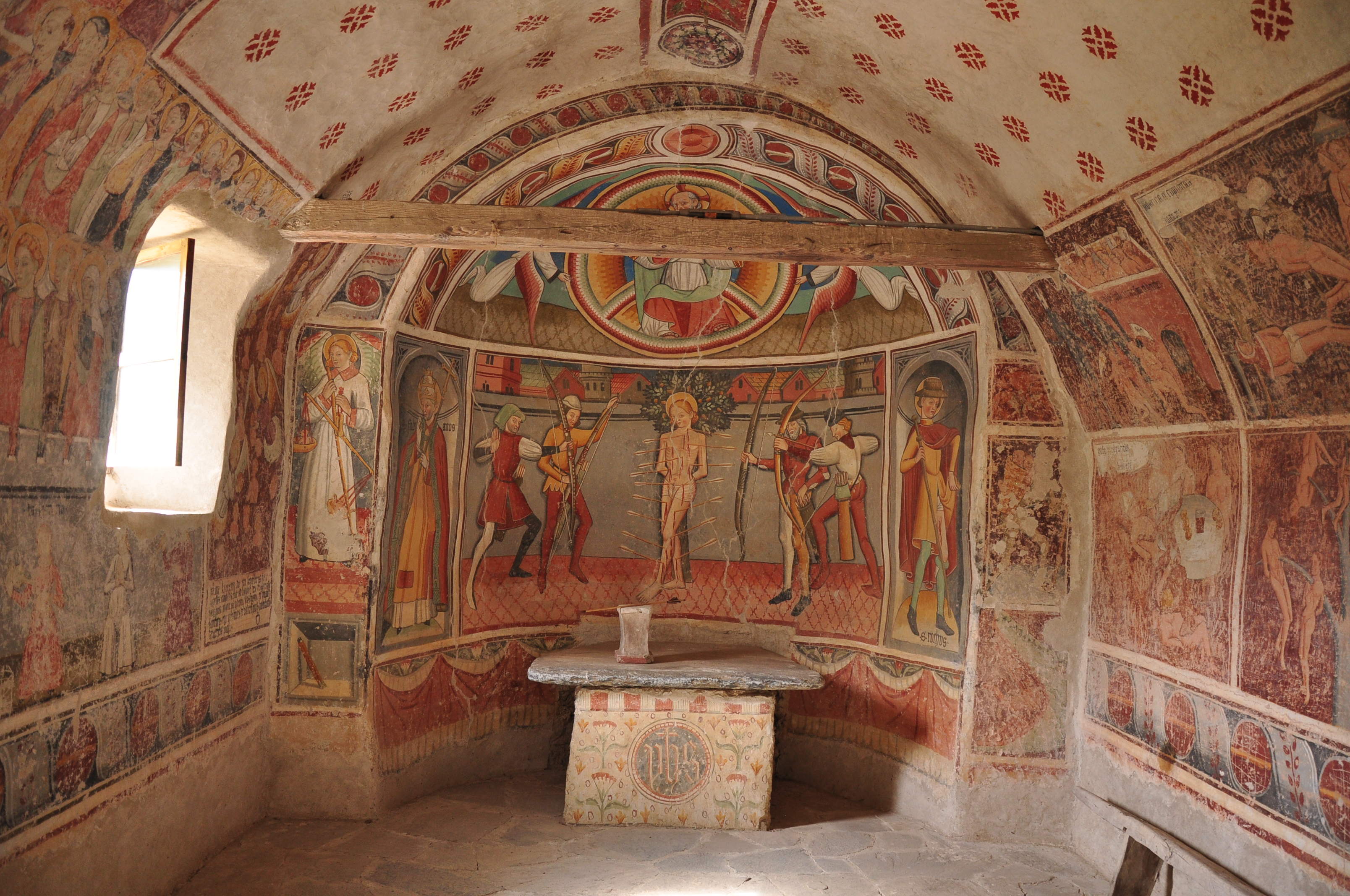 Cappella di S. Sebastiano a Celle Macra - il martirio di S. Sebastiano