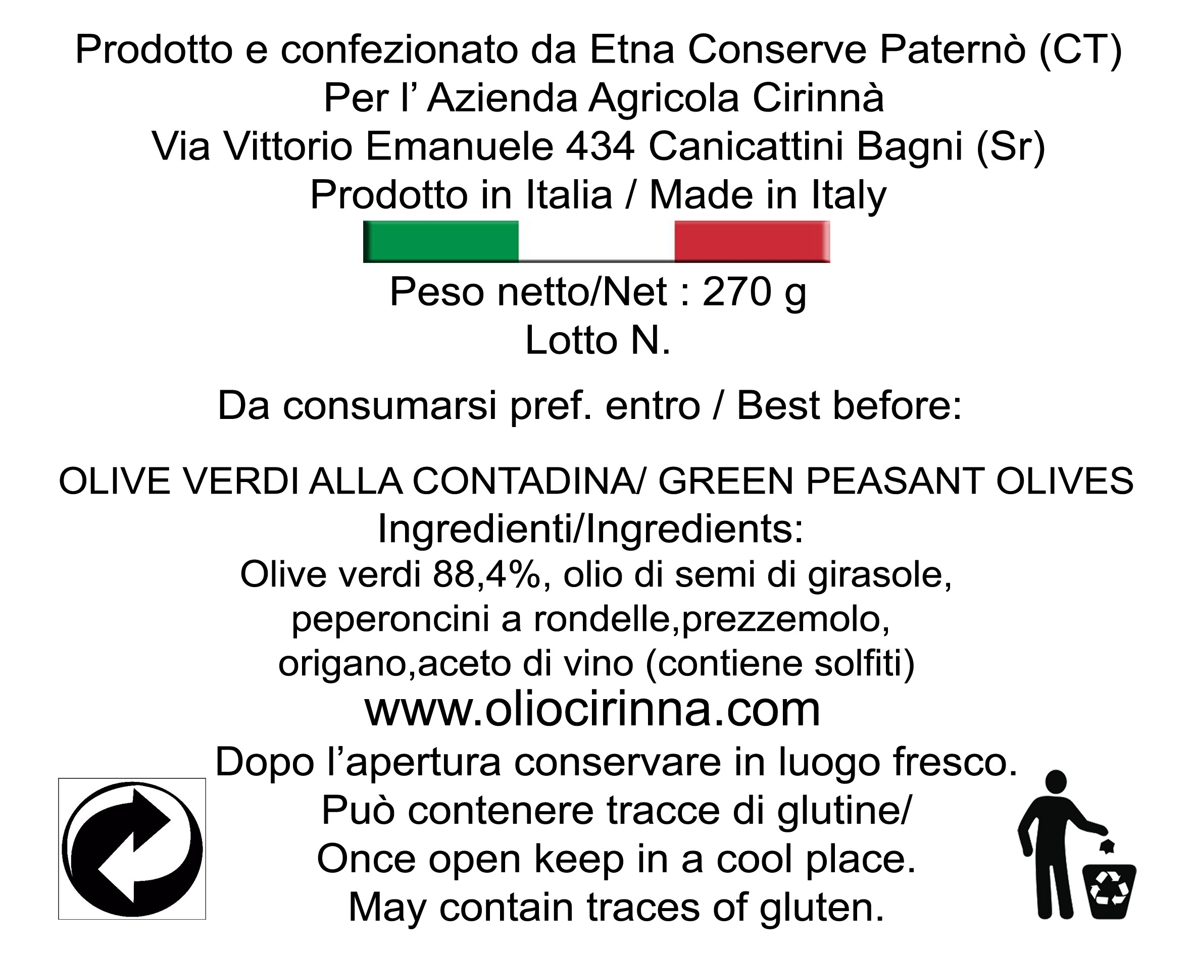 Olive Verdi dei Monti Iblei in Busta Alla Contadina