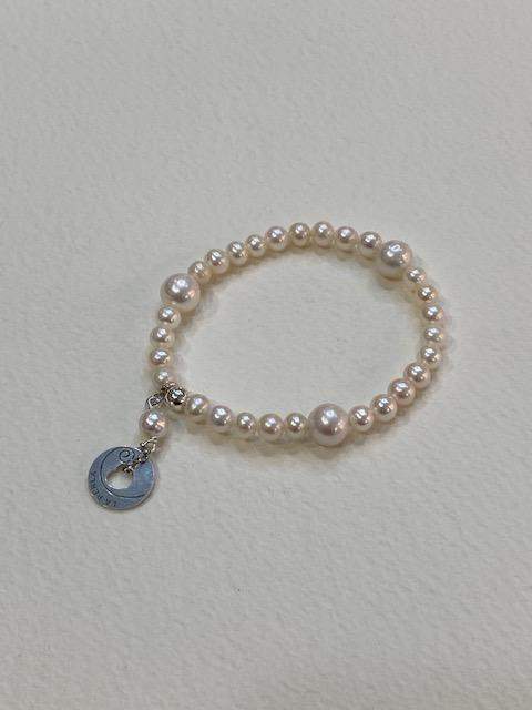 Collezione "Perle coltivate naturali" Bracciale in perle coltivate naturali e argento