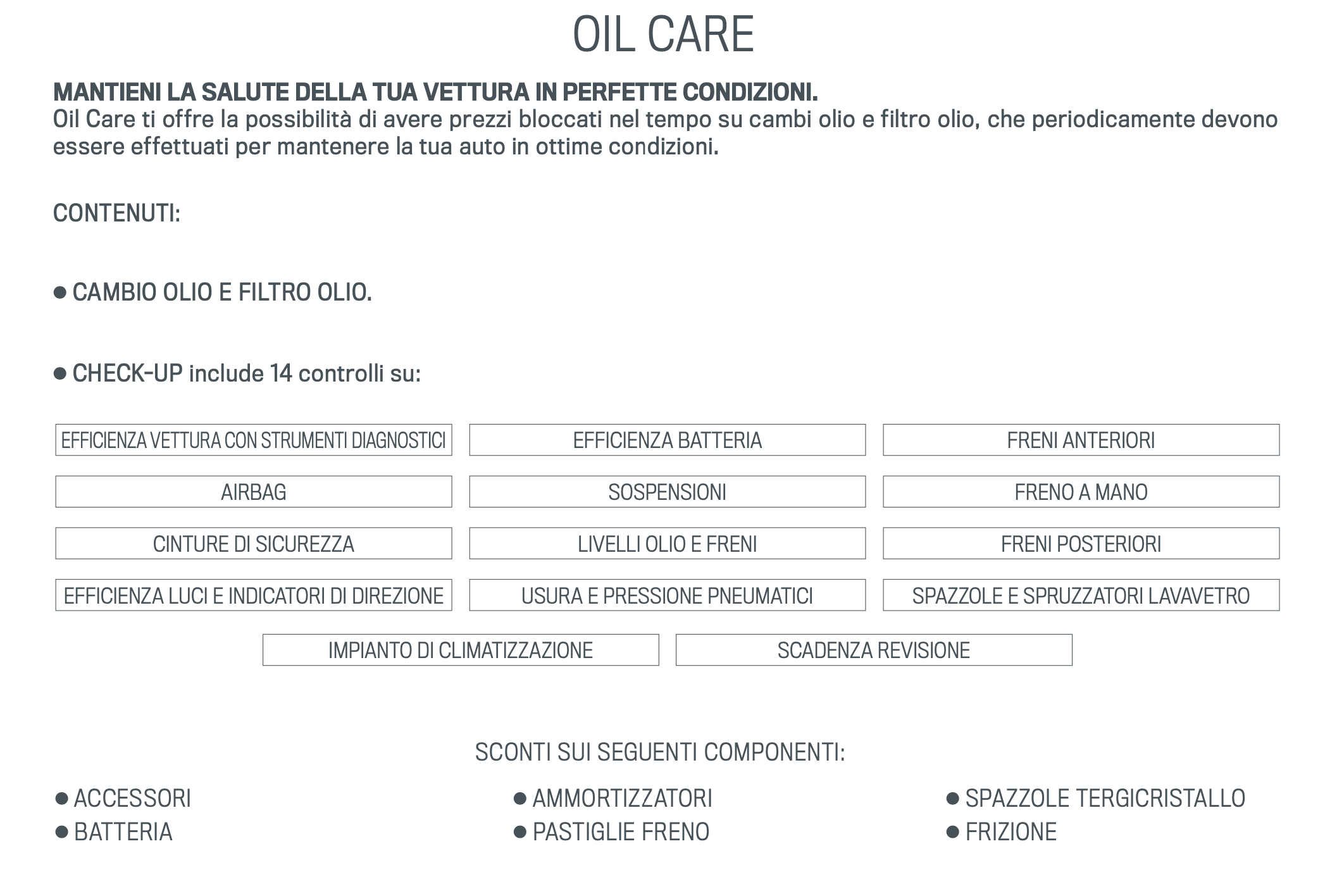 Oil Care - Cambio Olio & Filtro PREPAGATO! Acquista per il marchio Fiat !