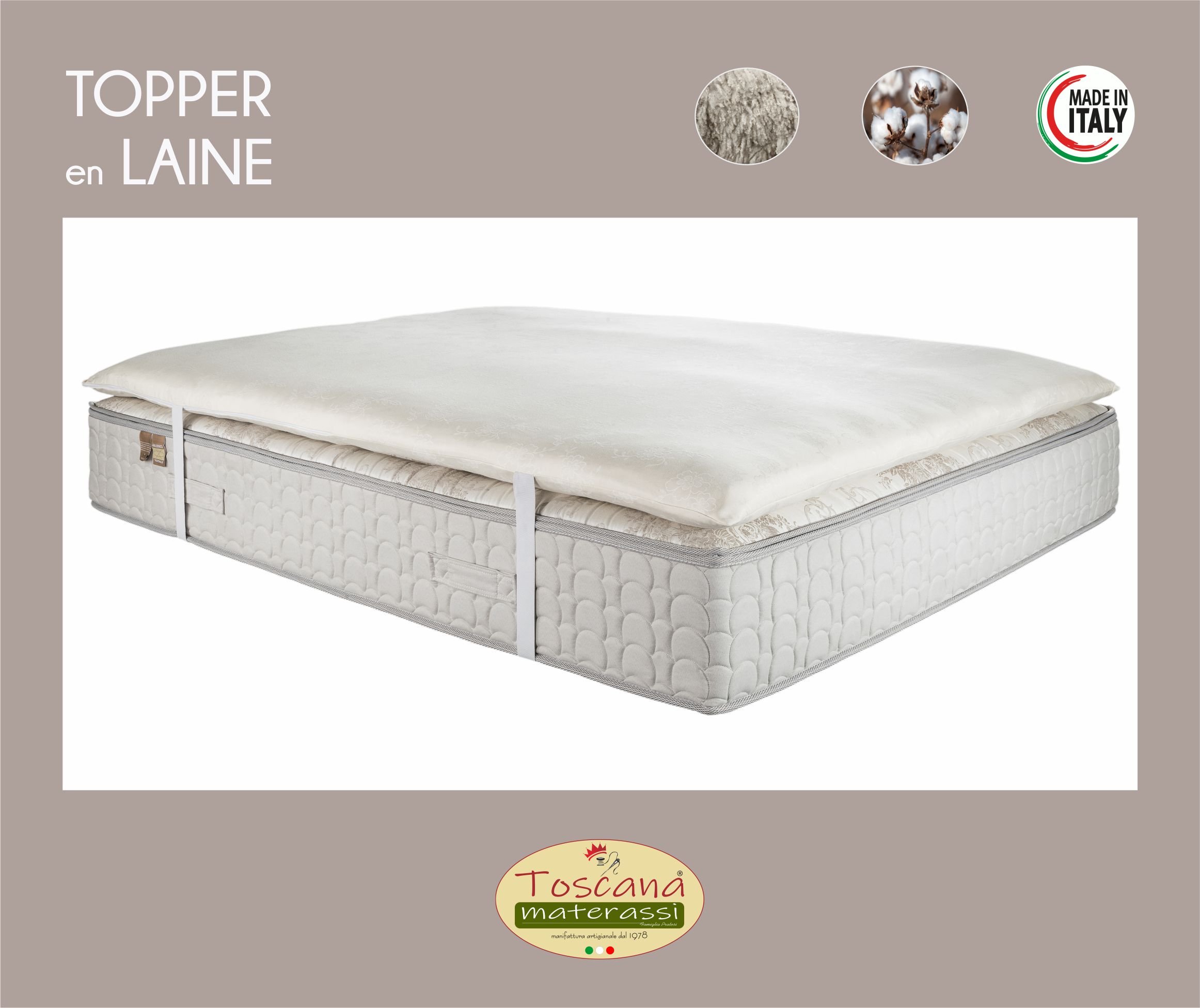 Surmatelas 100% laine naturelle (housse amovible)