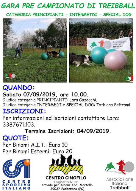 Gara Pre Campionato 7 settembre 2019 - ore 10 - Podenzano (Piacenza)