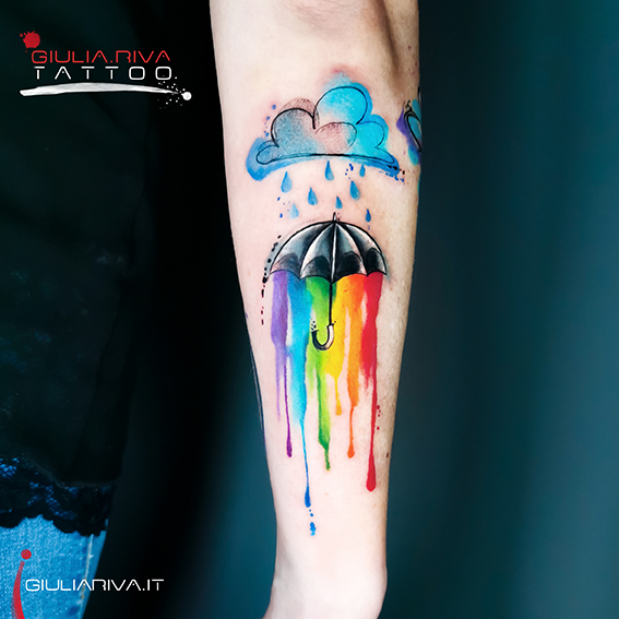 rainbow tattoo arcobaleno tatuaggio pioggia colore watercolor