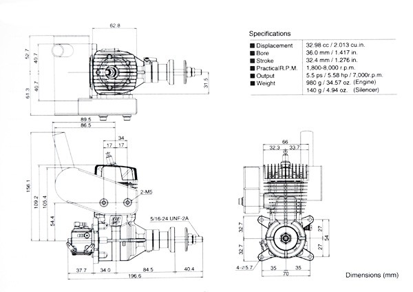OS engines GT 33 Motore a scoppio 2T BENZINA per aerei OS engines